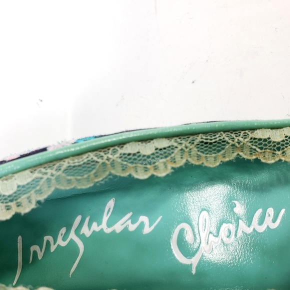 Irregular Choice Lace Trimmed Blue Pinstripe Heels - Picture 6 of 7